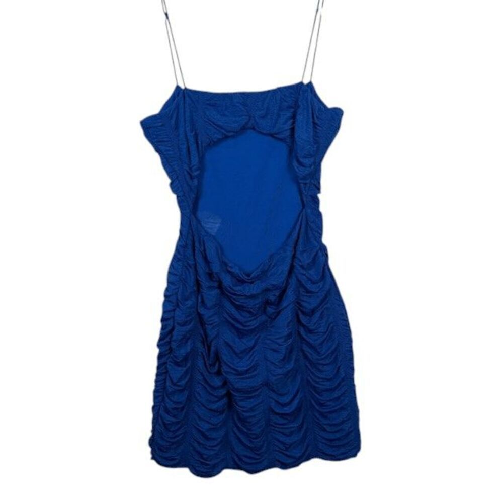 NWT Windsor Vivid Blue Backless Ruched Bodycon Mini Dress Stretch Size Large - Picture 3 of 10